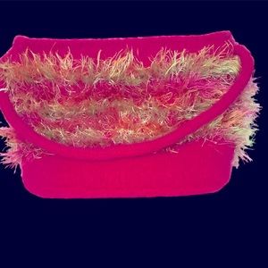 Handcrafted Wool Felted Shoulder Bag Purse Hot Pink